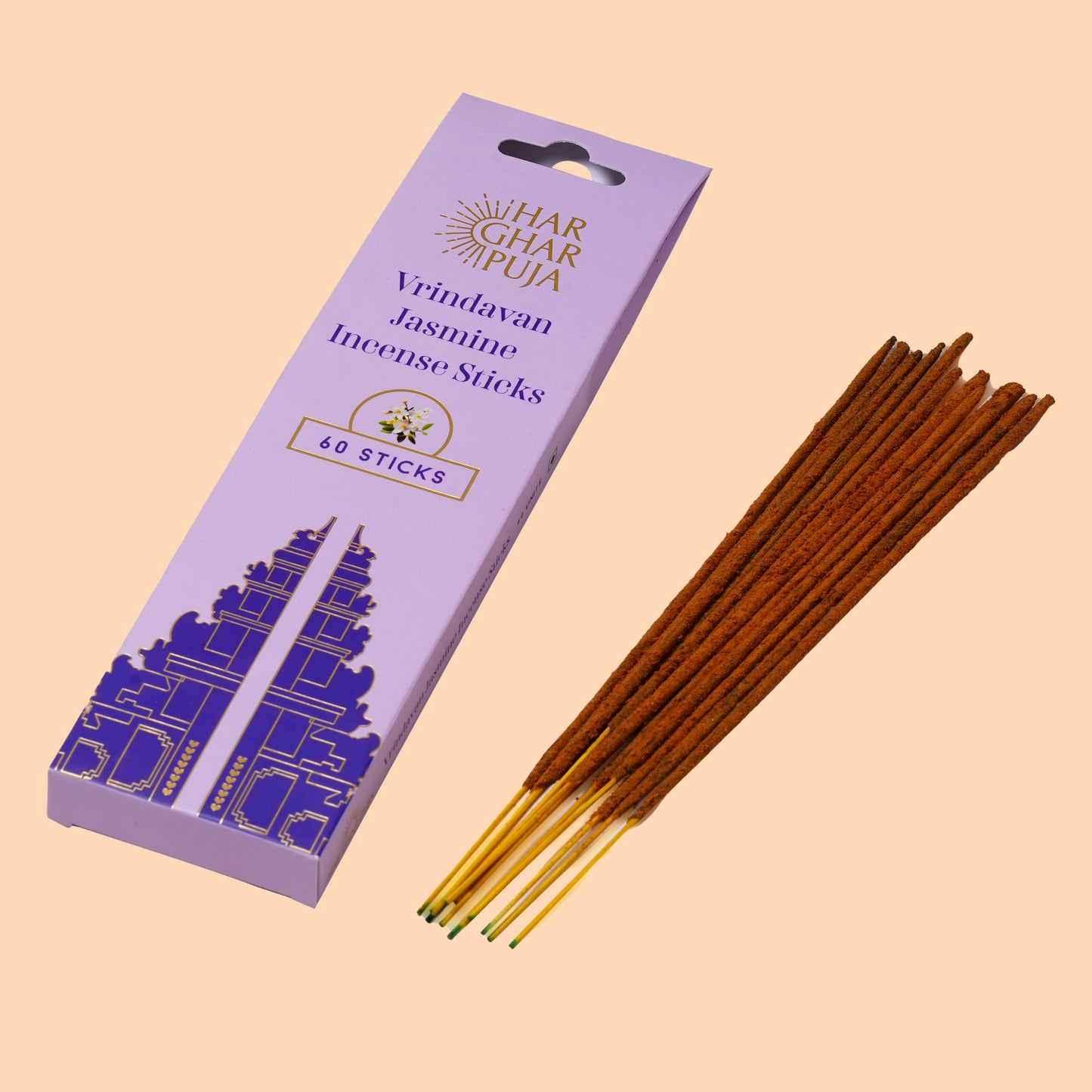 Har Ghar Puja Vrindavan Jasmine Incense Sticks (Set of 3)