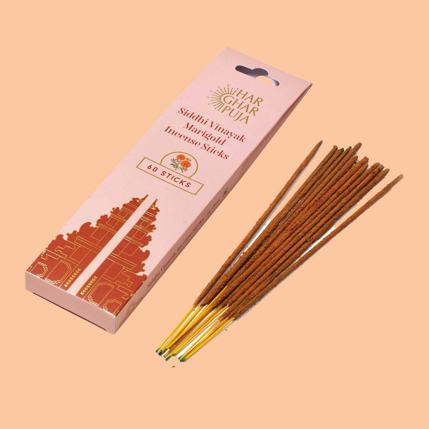 Har Ghar Puja Siddhi Vinayak Marigold Incense Sticks (Set of 3)