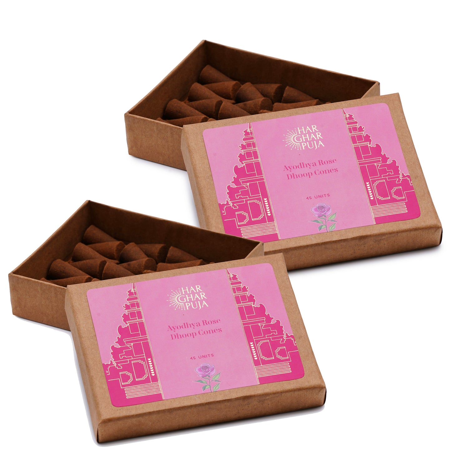 Har Ghar Puja Ayodhya Rose Dhoop Cones (Set of 2)