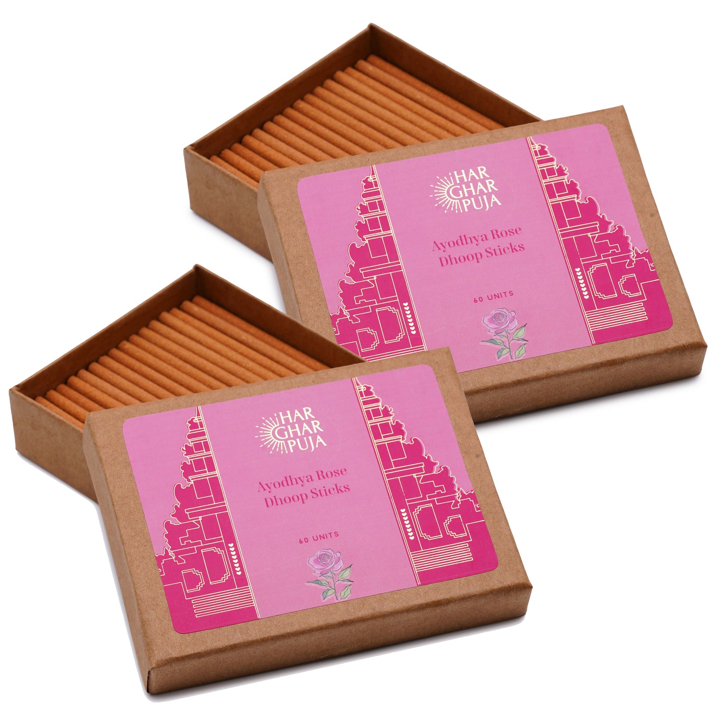 Har Ghar Puja Ayodhya Rose Dhoop Sticks (Set of 2)