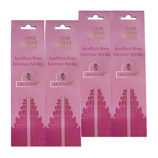 Har Ghar Puja Ayodhya Rose Incense Sticks (Set of 4)