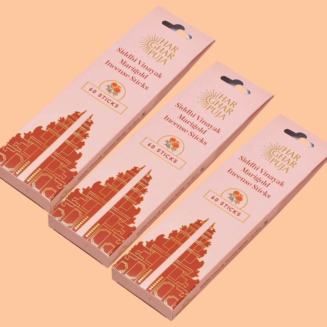 Har Ghar Puja Siddhi Vinayak Marigold Incense Sticks (Set of 3)