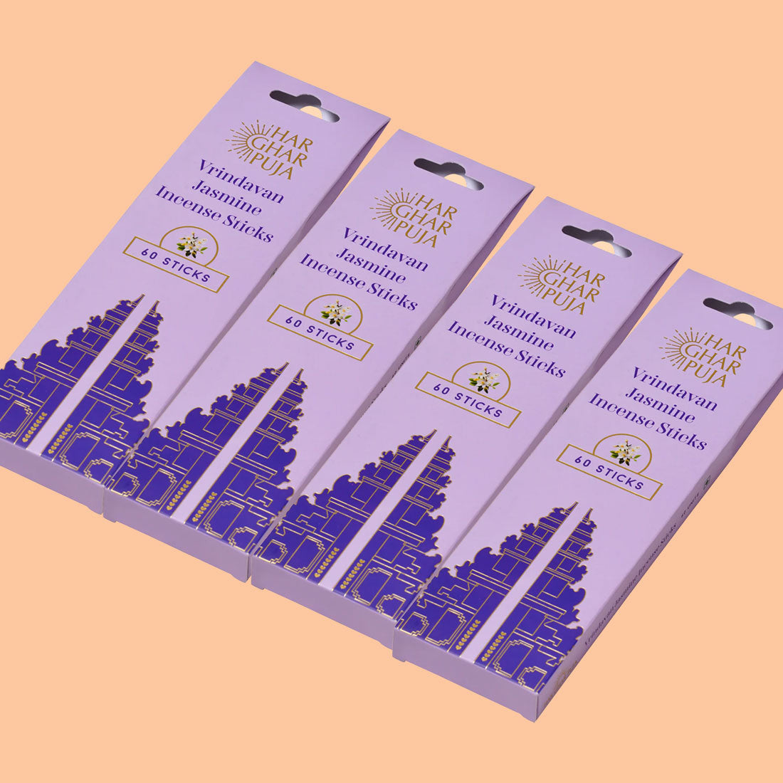 Har Ghar Puja Vrindavan Jasmine Incense Sticks (Set of 4)